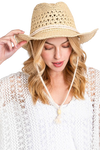 Straw Cowboy Cowgirl Handmade Hat with Chin Strap Beige - Pack of 6