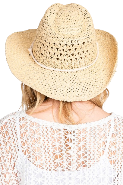 Straw Cowboy Cowgirl Handmade Hat with Chin Strap Beige - Pack of 6