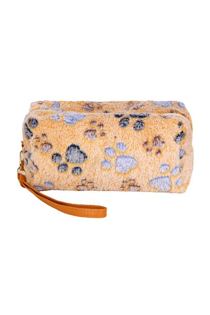 Faux Fur Paw Print Pouch Wristlet Taupe - Pack of 6