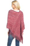 Striped Knit Tassel Poncho Red - Pack of 6