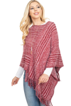 Striped Knit Tassel Poncho Taupe - Pack of 6