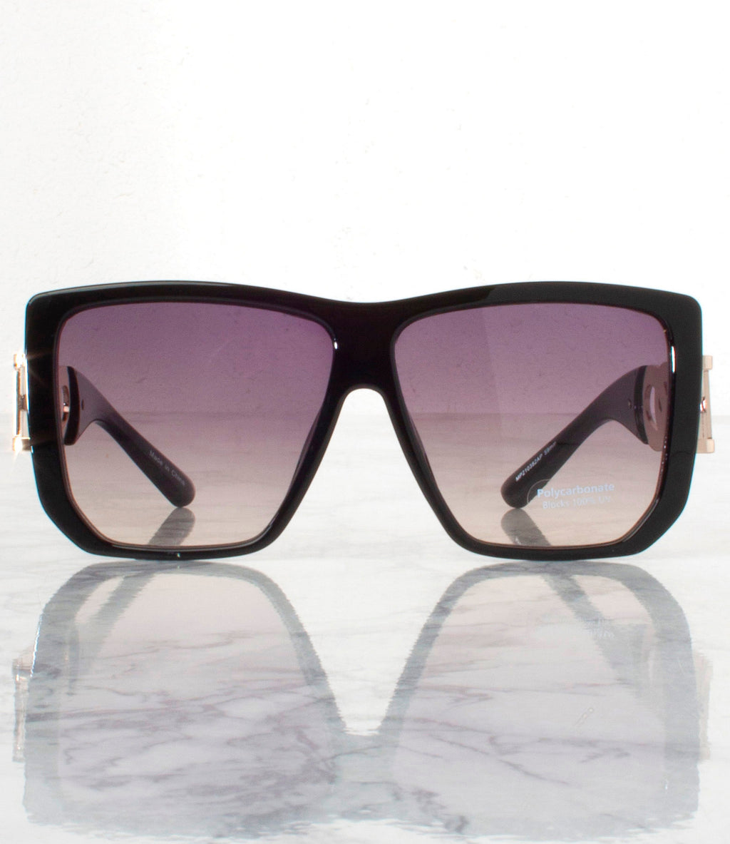 Wholesale Single Color Sunglasses - MP210382AP-BLACK - Pack of 6