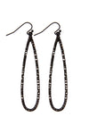 Pave Long Teardrop Fish Hook Earrings Black Hematite - Pack of 6