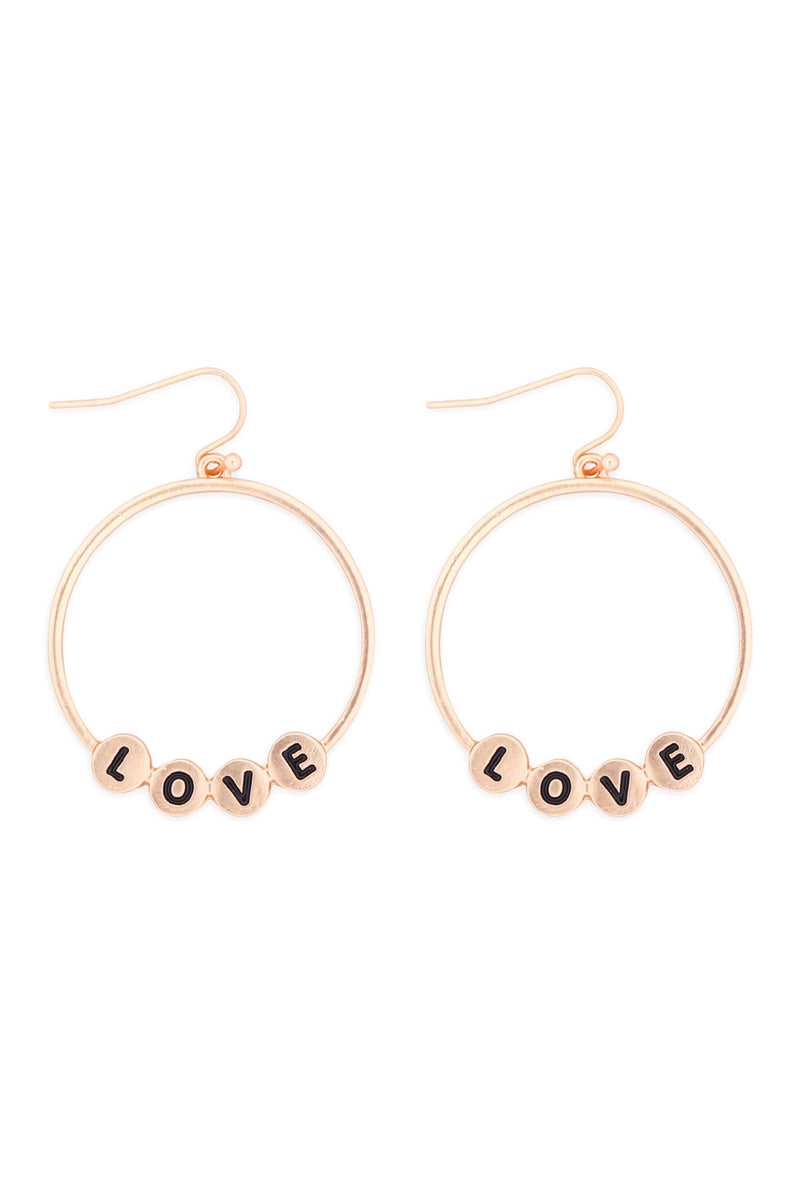 Love Charm Hoop Drop Earrings Matte Gold - Pack of 6