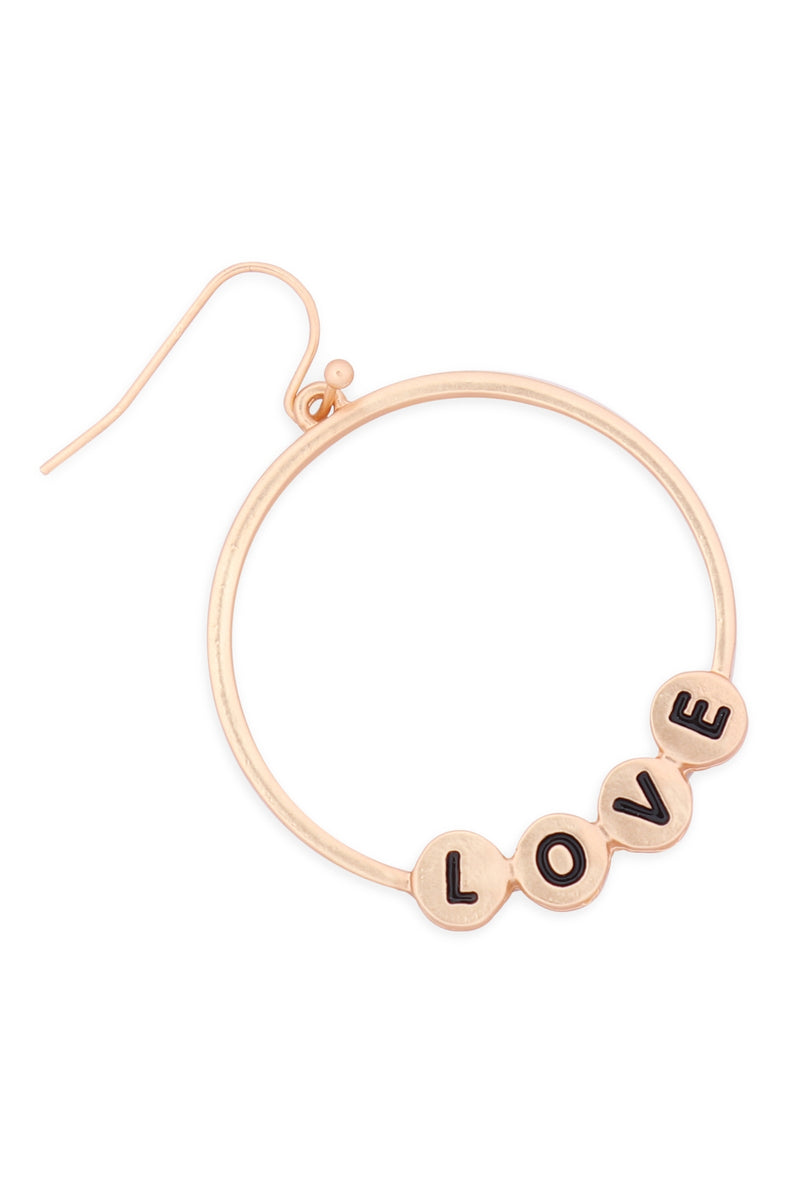 Love Charm Hoop Drop Earrings Matte Gold - Pack of 6