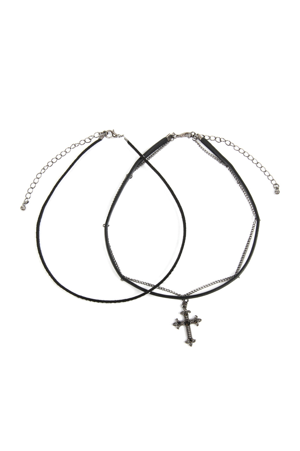 Black Cross Leather Chain Chocker Necklace - Pack of 6