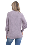 Puff Sleeve Mock Neck Top Mauve Dk./Black - Pack of 7