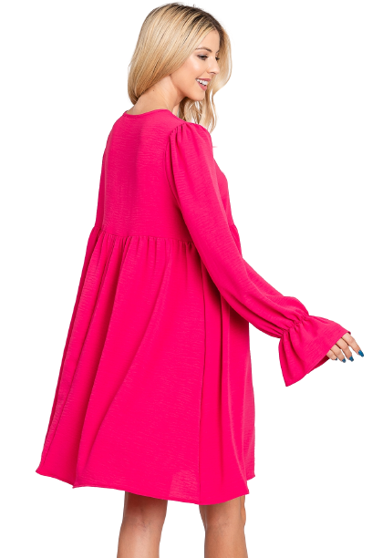 Long Sleeve Button Dress Fuchsia - Pack of 6