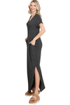 Charcoal 2 Tone V Neck Sheath Round Bottom Dress - Pack of 6