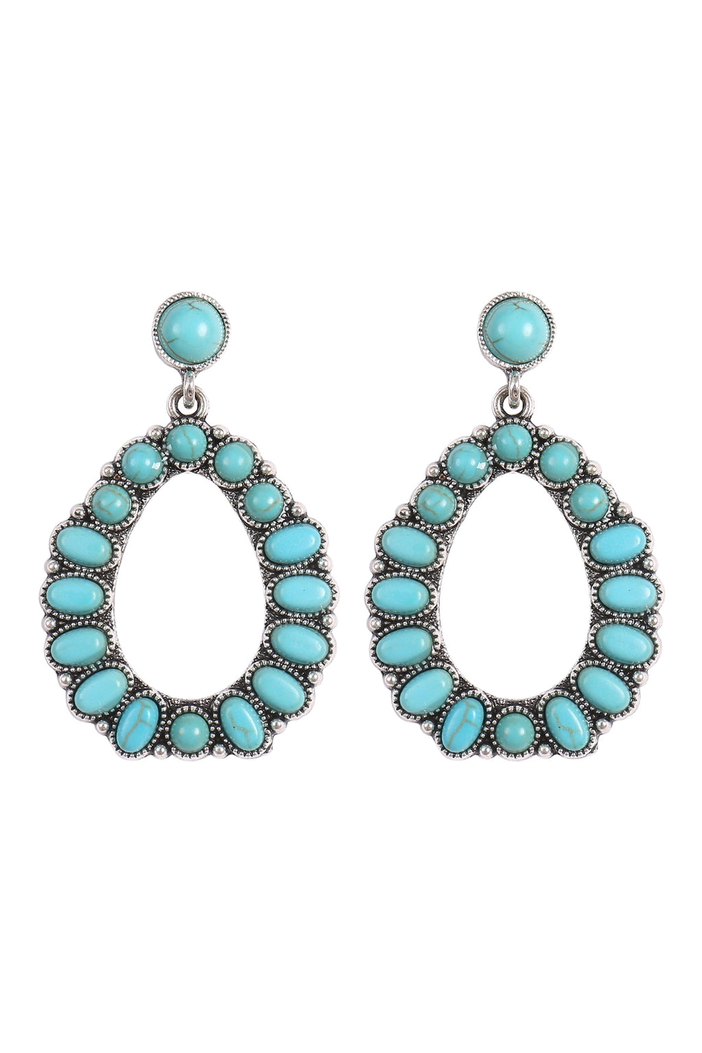 Western Concho Natural Stone Drop Dangle Earrings Turquoise - Pack of 6