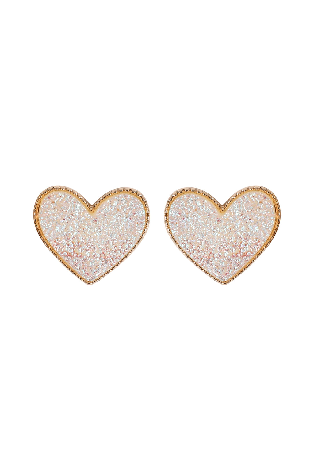 Heart Druzy Post Earrings AB - Pack of 6