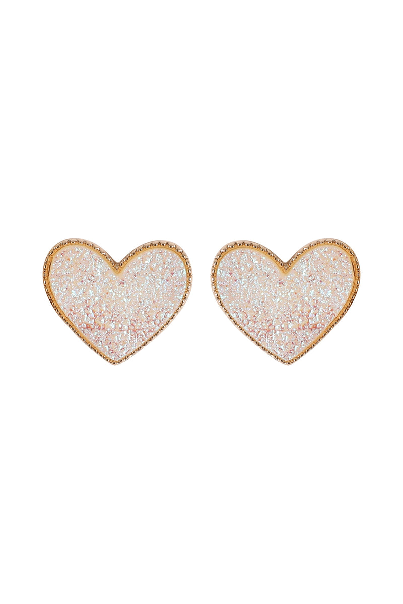 Heart Druzy Post Earrings AB - Pack of 6