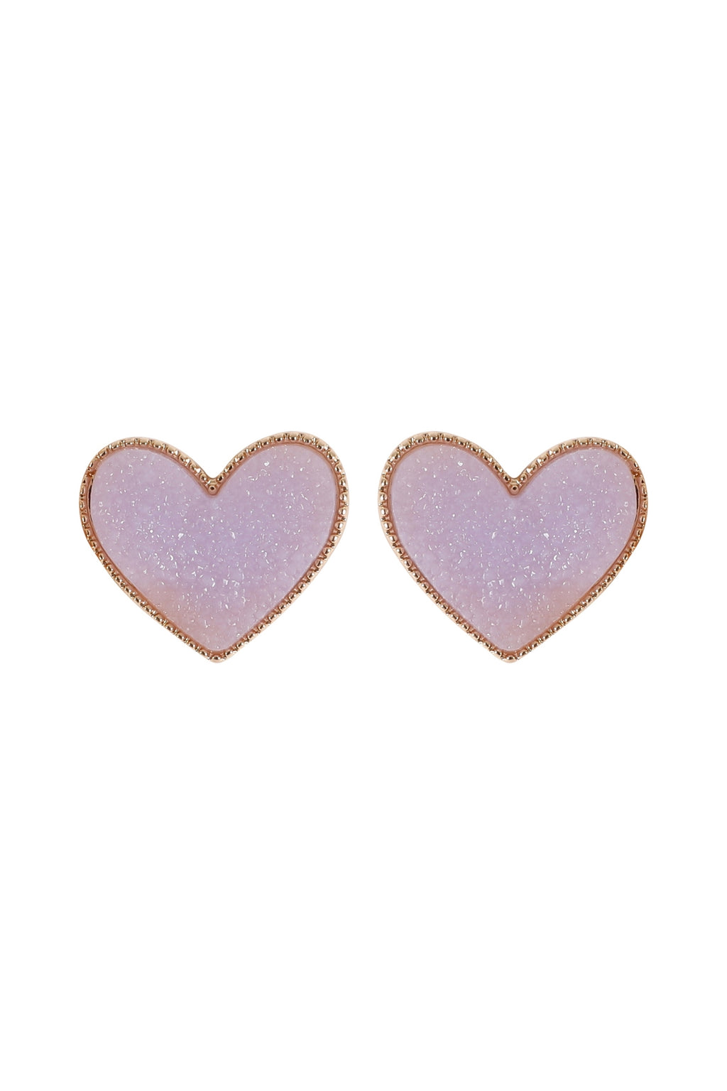 Heart Druzy Post Earrings Lavender - Pack of 6