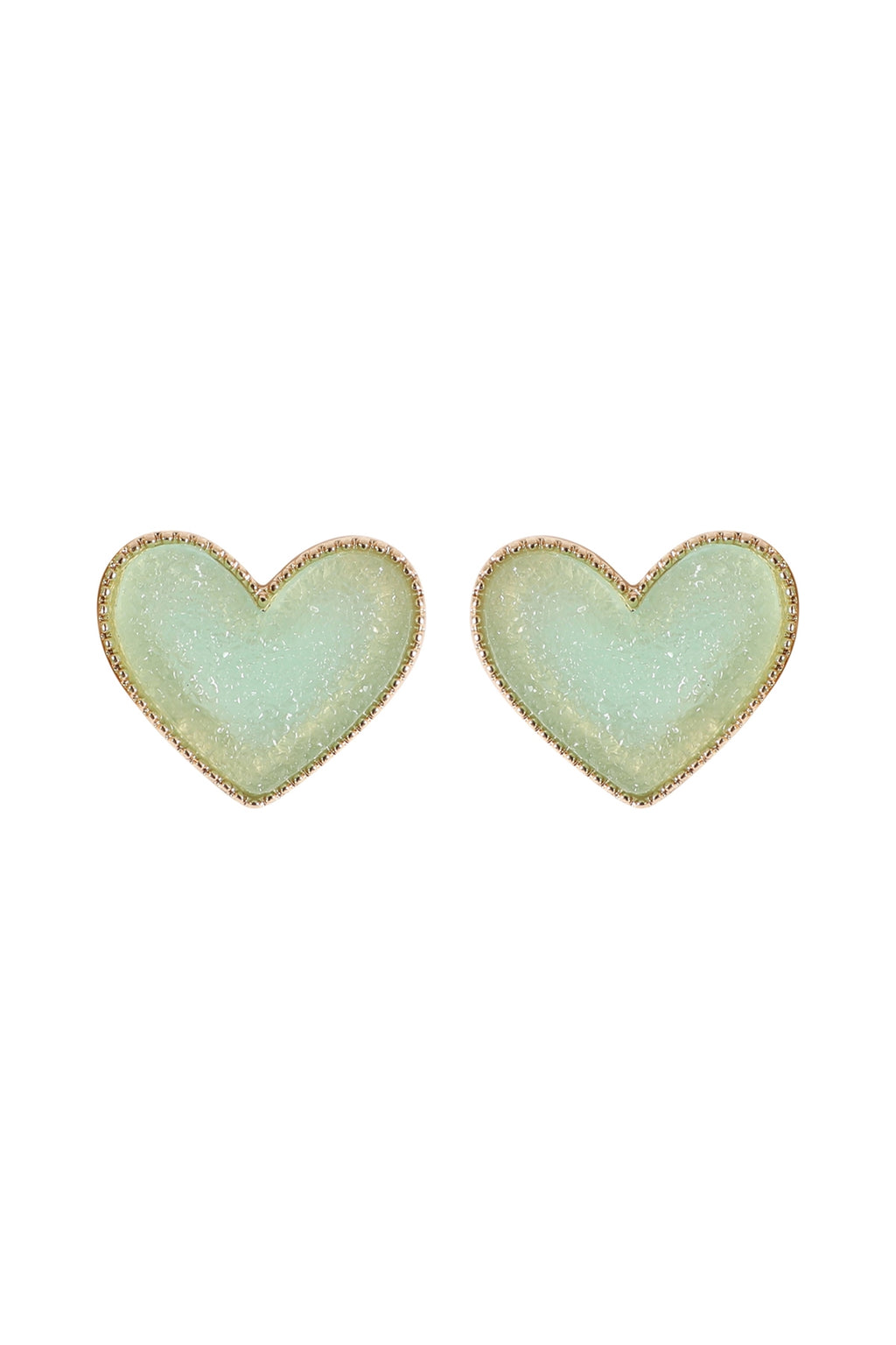 Heart Druzy Post Earrings Mint - Pack of 6