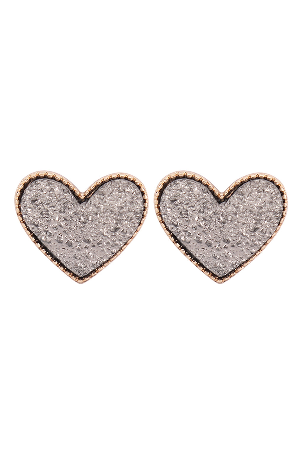 Heart Druzy Post Earrings Gold Hematite - Pack of 6