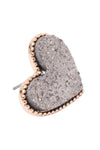 Heart Druzy Post Earrings Gold Hematite - Pack of 6