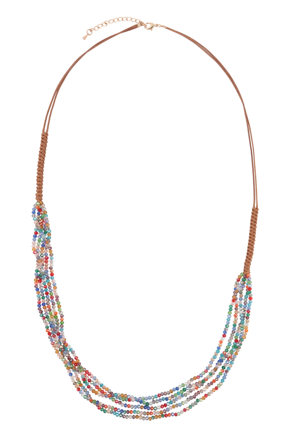 Multi Strand Beads Leather Cord Necklace Multicolor - Pack of 6