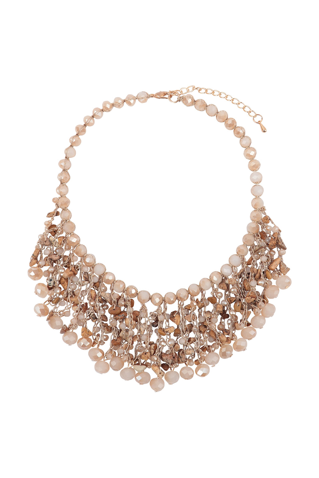 Glass Beads Statement Bib Necklace Light Brown - Pack of 6