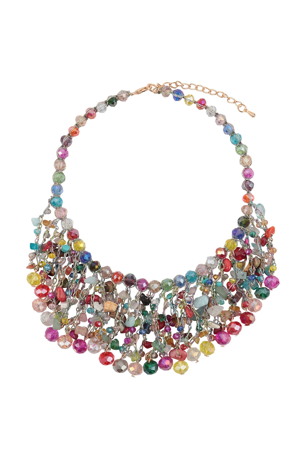 Glass Beads Statement Bib Necklace Multicolor - Pack of 6