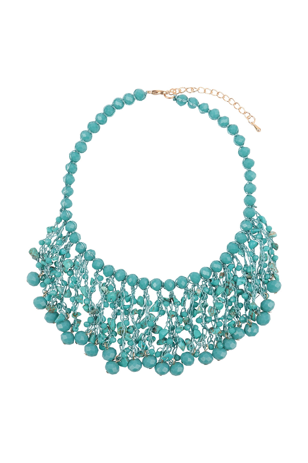 Glass Beads Statement Bib Necklace Turquoise - Pack of 6