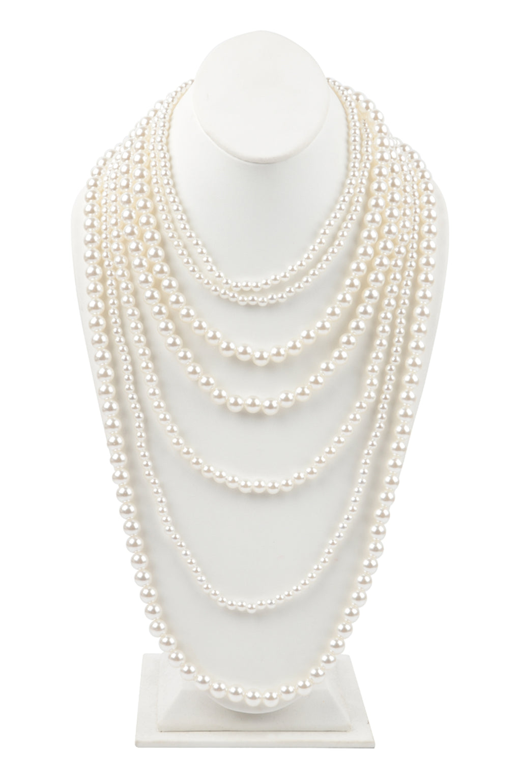 Layered Pearl Beads Necklace Cream - Pack of 6