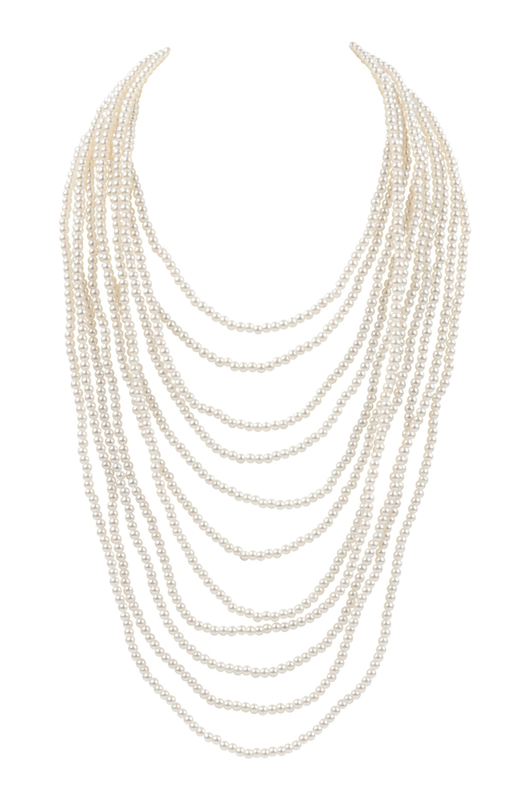 Multi Layer Pearl Beads Statement Necklace Cream - Pack of 6