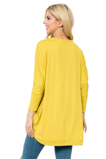 Solid Dolman Sleeve Open Cardigan with Side Pocket Dijon - Pack of 4