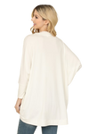 Solid Dolman Sleeve Open Cardigan with Side Pocket Ivory - Pack of 4