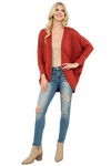 Solid Dolman Sleeve Open Cardigan with Side Pocket Rust - Pack of 4