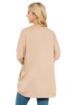 Solid Dolman Sleeve Open Cardigan with Side Pocket Taupe - Pack of 4