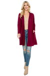 Long Sleeve Open Front French Terry Hoodie Cardigan Oxblood - Pack of 4