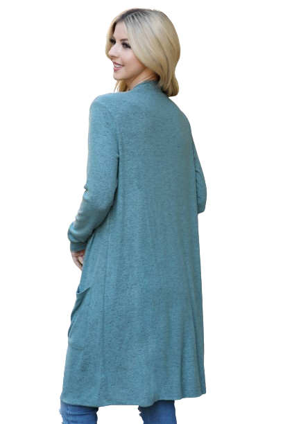 Solid Long Sleeve Open Front Cardigan Dusty Green - Pack of 4