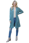 Solid Long Sleeve Open Front Cardigan Dusty Green - Pack of 4