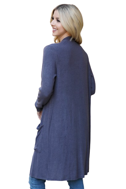 Solid Long Sleeve Open Front Cardigan Grey Dark - Pack of 4