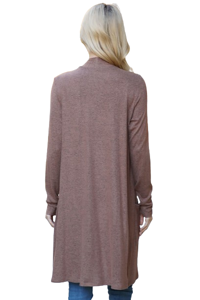 Solid Long Sleeve Open Front Cardigan Latte - Pack of 4