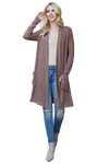 Solid Long Sleeve Open Front Cardigan Latte - Pack of 4