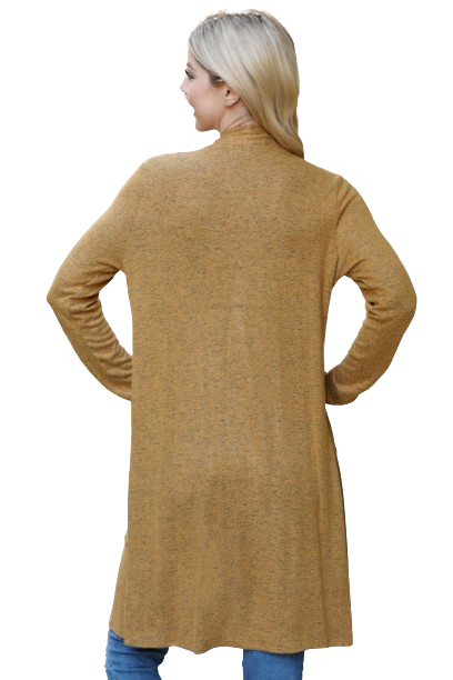 Solid Long Sleeve Open Front Cardigan Mustard - Pack of 4