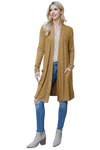 Solid Long Sleeve Open Front Cardigan Mustard - Pack of 4