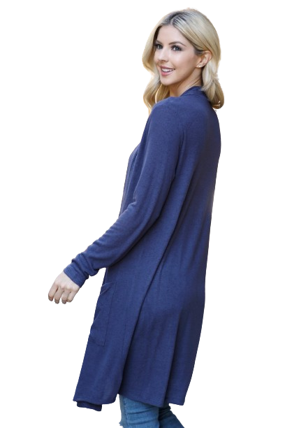 Solid Long Sleeve Open Front Cardigan Navy Dark - Pack of 4