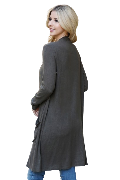 Solid Long Sleeve Open Front Cardigan Olive - Pack of 4