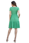 Short Sleeve Tiered Solid Dress Green Light - Pack of 6