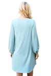 Solid V Neck Tunnel Long Sleeve Dress Aloe - Pack of 6