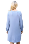 Solid V Neck Tunnel Long Sleeve Dress  Dusty Blue - Pack of 6