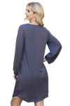 Solid V Neck Tunnel Long Sleeve Dress  Grey Dark - Pack of 6