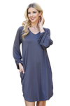 Taupe Collared Long Sleeve Pleated Detail Solid Dress - Pack of 5