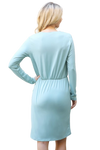 Solid Long Sleeve Ribbon Elastic Waist Dress Aloe - Pack of 6