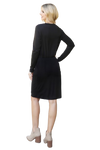 Solid Long Sleeve Ribbon Elastic Waist Dress Black - Pack of 6