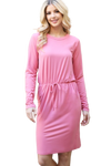 Lilac Smocked Neck and Long Sleeve Side Slit Solid Dress - Pack of 5