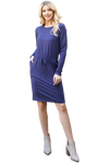 Solid Long Sleeve Ribbon Elastic Waist Dress Navy - Pack of 6