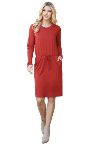 Hazelnut Long Sleeve Collared Button Down Curve Hem Dress - Pack of 5